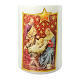 White candle, colourful Nativity Scene, 120x60 mm s2