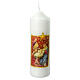 White Christmas candle, colourful Nativity Scene, 165x50 mm s1