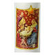 White Christmas candle, colourful Nativity Scene, 165x50 mm s2