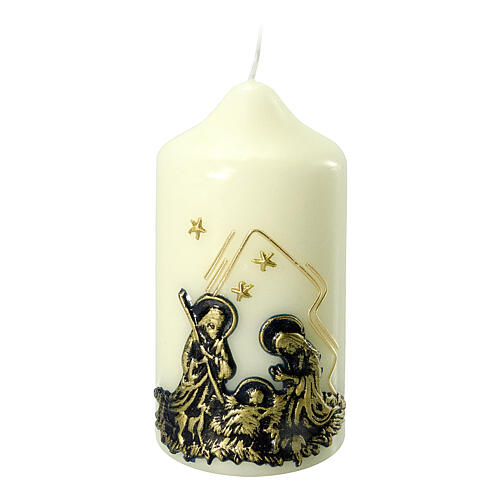 Ivory Nativity candle with bronzed effect 4 pcs 120x60 mm 1