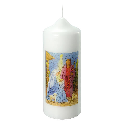 Candle with embossed Holy Family and comet, 150x60 mm 1