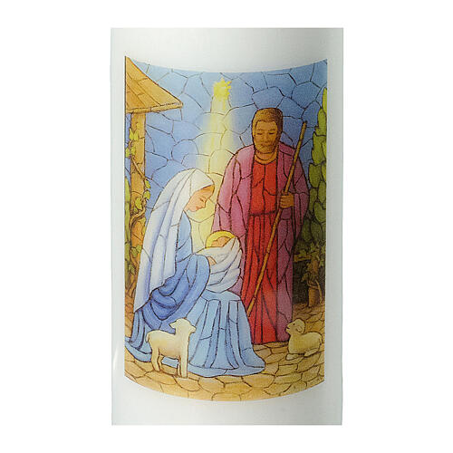 Candle with embossed Holy Family and comet, 150x60 mm 2