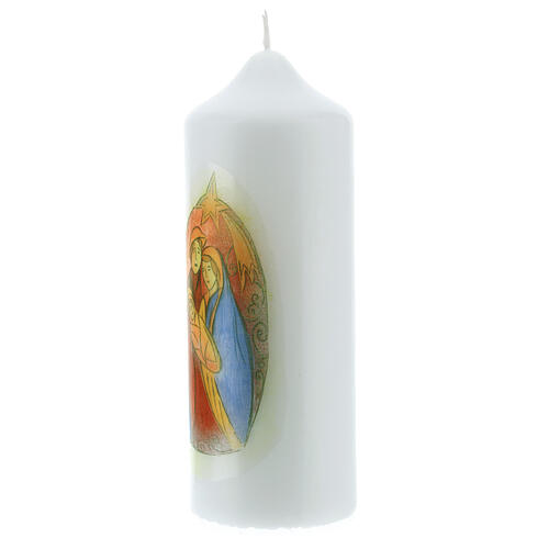 Weiße Kerze mit Heiliger Familie während der Geburt Christi, 165 x 60 mm 3