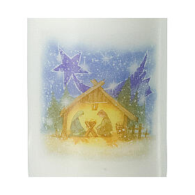 White Christmas candle, Nativity stable, set of 4, 120x60 mm