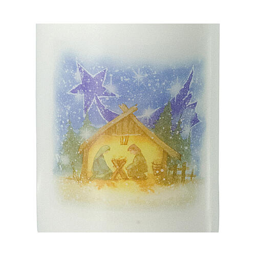 White Christmas candle, Nativity stable, set of 4, 120x60 mm 2