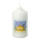 White Christmas candle, Nativity stable, set of 4, 120x60 mm s1