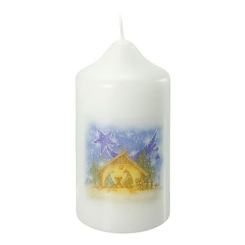 Bougie blanche Noël cabane Nativité 4 pcs 120x60 mm 1