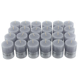 Rustic matt silver candles, set of 24, 80x60 mm