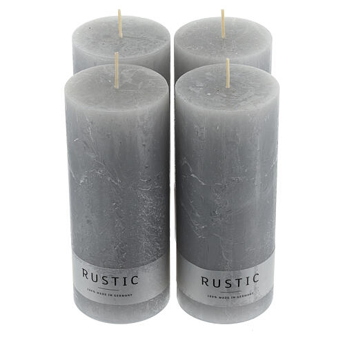 Silver candles, rustic matt finish, set of 4, 170x70 mm 1