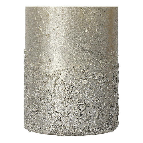 Pearly silver candles with glitter, set of 2, 170x70 mm 3