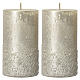 Pearly silver candles with glitter, set of 2, 170x70 mm s1