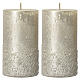 Candele argento perlate glitter 2 pz 170x70 mm s1