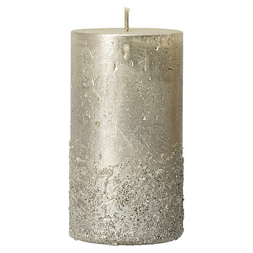 Christmas candles, metallic silver with glitter, set of 4, 110x60 mm 2