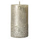 Christmas candles, metallic silver with glitter, set of 4, 110x60 mm s2