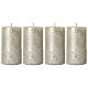 Velas Navidad 4 piezas plata metalizada purpurina 110x60 mm s1