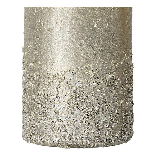 Candele Natale 4 pz argento metallizzato glitter 110x60 mm 3