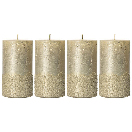 Christmas candles, gold and glitter, set of 4, 110x60 mm 1