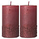 Velas rojo rubí purpurina 2 piezas 170x70 mm s1