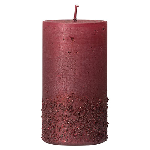 Christmas candles, deep red and glitter, set of 4, 110x60 mm 2