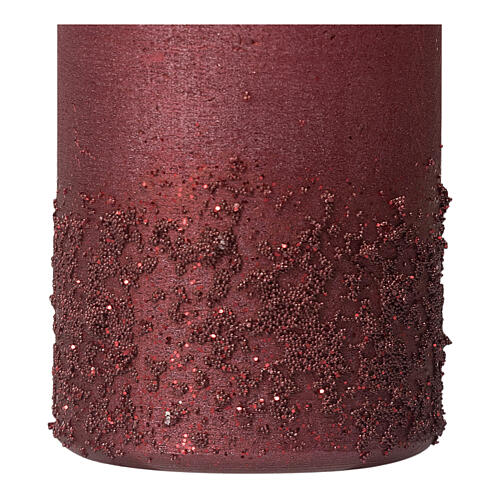 Christmas candles, deep red and glitter, set of 4, 110x60 mm 3