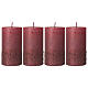 Christmas candles, deep red and glitter, set of 4, 110x60 mm s1