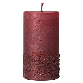 Christmas candles ruby red glitter 4 pcs 110x60 mm