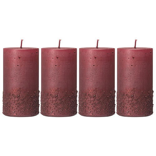 Christmas candles ruby red glitter 4 pcs 110x60 mm 1