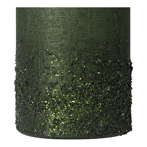 Christmas candles, green and glitter, set of 2, 170x70 mm 3