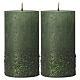 Christmas candles, green and glitter, set of 2, 170x70 mm s1