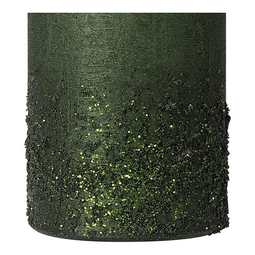 Green Christmas candles with glitter 2 pcs 170x70 mm 3