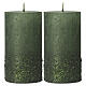 Green Christmas candles with glitter 2 pcs 170x70 mm s1