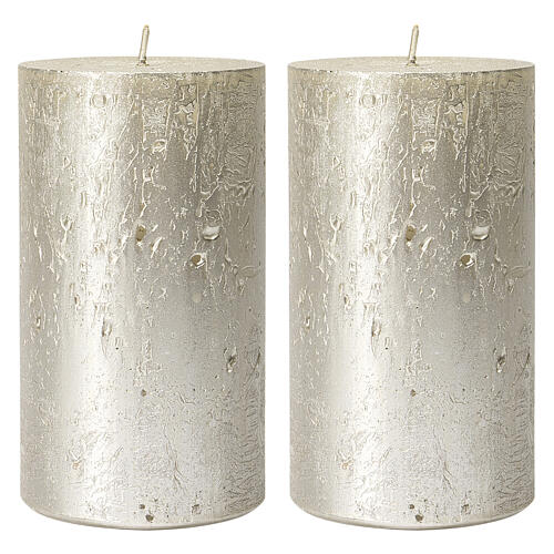 Christmas candles, pearly silver, set of 2, 170x70 mm 1