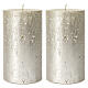 Silver pearl Christmas candles 2 pcs 170x70 mm s1