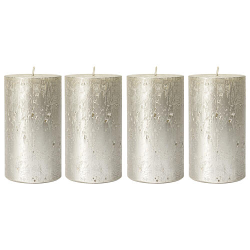 Christmas candles, pearly silver, set of 4, 110x60 mm 1
