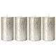 Christmas candles, pearly silver, set of 4, 110x60 mm s1