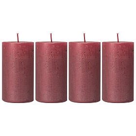 Pearly red Christmas candles, set of 4, 110x60 mm