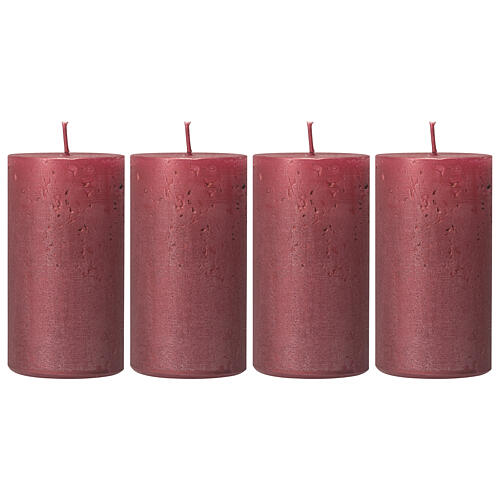 Pearly red Christmas candles, set of 4, 110x60 mm 1