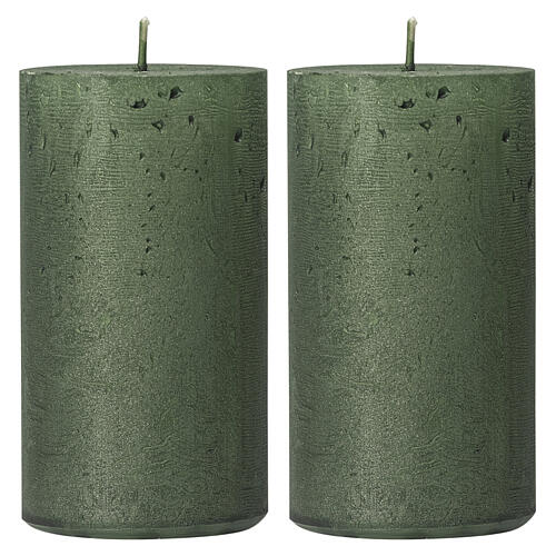 Pearly green Christmas candles 2 pcs 170x70 mm 1