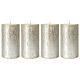 Christmas candles, pearly titanium grey, set of 4, 110x60 mm s1