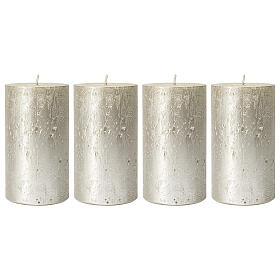 Candele Natale grigio titanio perlato 4 pz 110x60 mm