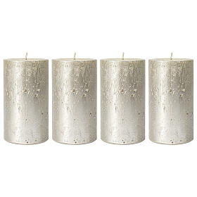 Christmas candles in pearl titanium gray 4 pcs 110x60 mm