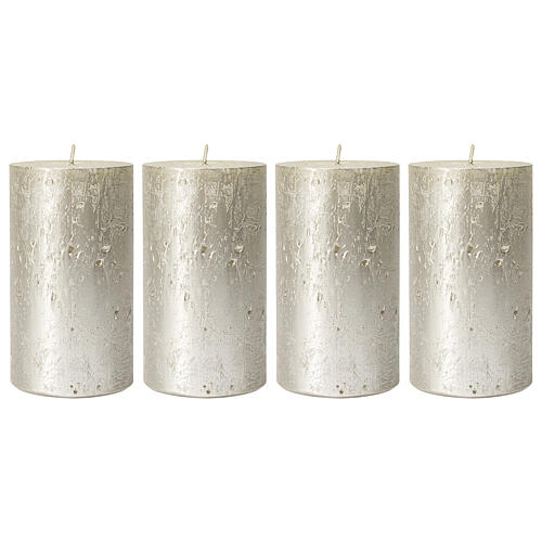 Christmas candles in pearl titanium gray 4 pcs 110x60 mm 1