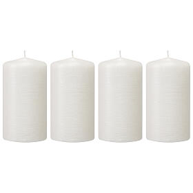 Christmas candles, satin white, set of 4, 150x60 mm