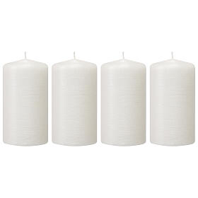 Candele natalizie bianco satinato 4 pz 150x60 mm