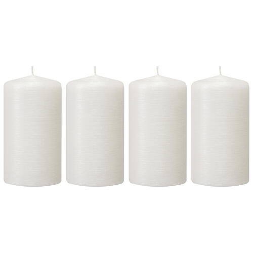 White Christmas candles satinated 4 pcs 130x70 mm 1