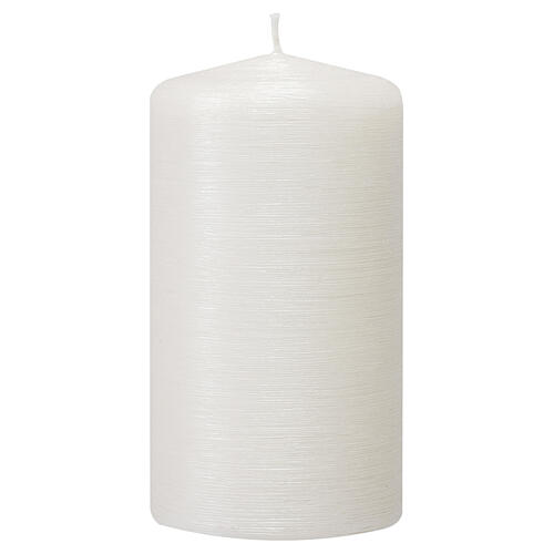 White Christmas candles satinated 4 pcs 130x70 mm 2