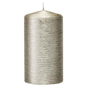 Christmas candles, satin silvery grey, set of 4, 150x60 mm
