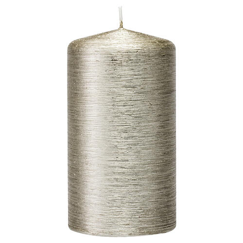 Christmas candles, satin silvery grey, set of 4, 150x60 mm 2