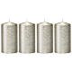 Christmas candles, satin silvery grey, set of 4, 150x60 mm s1