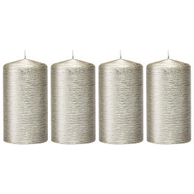 4 pcs satin silver gray candles 150x60 mm